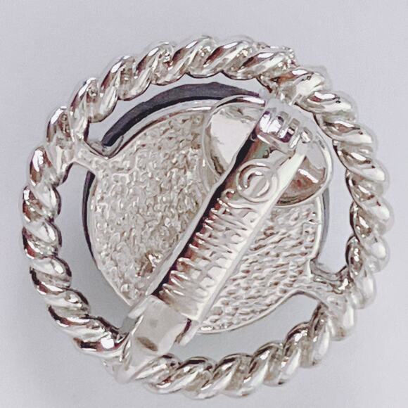 VTG 1960s Signed Sarah Coventry Northern Lights Glass Cabochon Clip On Earrings - Picture 8 of 10